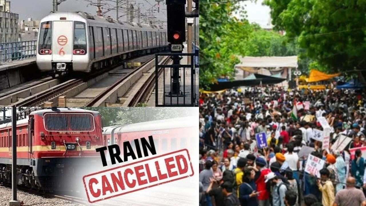 Delhi Protest Cjp Trains Cancelled Metro Stations Closed