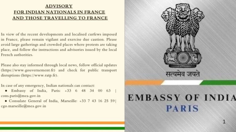 Paris Indian Embassy France Advisory